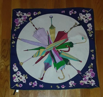 Talbots Coloridos Paraguas Floral 100% Seda Cuadrado Bufanda 20" Foto 1 de 4