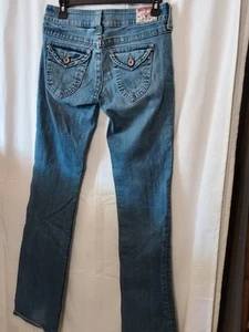 Vintage True Religion Jeans Billy Flap Size 28x32 Blue Made in the USA Y2K Low - Picture 1 of 7