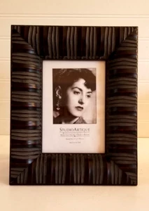 StudioArtique Picture Frame 5x7 photo Black Resin Stripe Luxury Designer - Picture 1 of 16