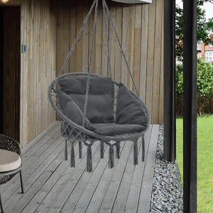 Hängesessel Kailua Max. 150 kg Indoor Outdoor mit Kissen Dunkelgrau casa.pro - Bild 1 von 6