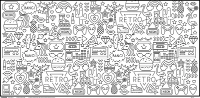 Luxicolor – Giant Coloring Poster – Retro Doodles | Rolled | Fun Coloring - Image 1 of 4