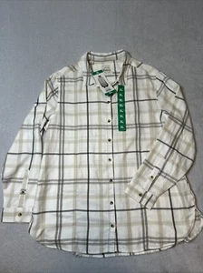 Jachs New York Girlfriend Flanellhemd Damen XL weiß grau hellbraun Taschen Neu mit Etikett - Bild 1 von 9