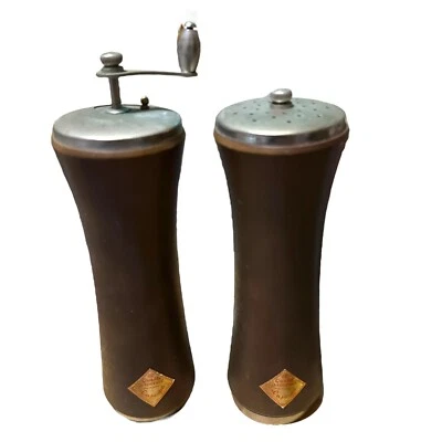 MCM Wooden Pepper Grinder Mill Salt Shaker Set Vintage Japan - Image 1 of 4