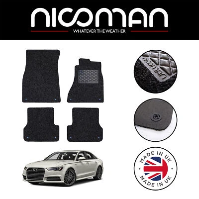 Комплект черных напольных ковриков для Audi A6 C7 2011-2018 ПОДЛИННЫЙ DELUXE - Изображение 1 из 4