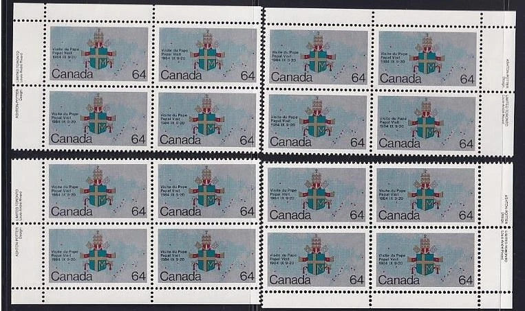 Canada 1984 Pope John Paul II Visit 64¢, MNH PB set, sc#1031 - Image 1 of 1