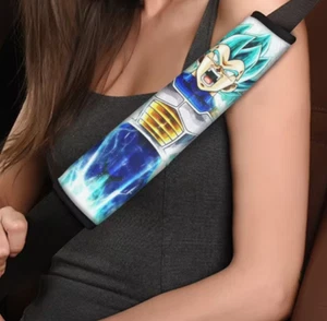 2PCs JDM CAR SEAT BELT COVER PAD UNIVERSAL car gadget Dragon Ball Z Vegeta blue - Picture 1 of 2