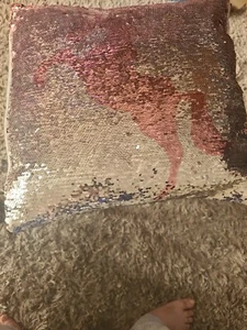 Sequin Cushion - Pink and Silver SmallPink and silver reversible sequin cushion. - Picture 1 of 4