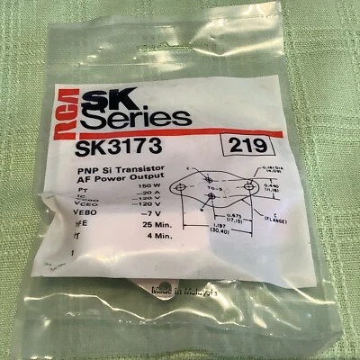 RCA SK3173 PNP Silicon Transistor AF Power Output 150W  - Image 1 of 2