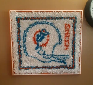 Vintage Miami Dolphins Rare Large Framed Latchkey Rug Wall Decor - Picture 1 of 5