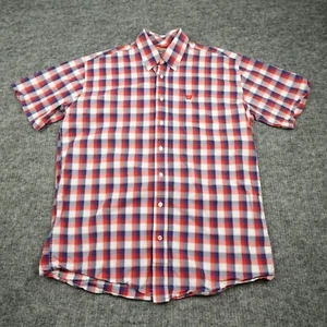 CINCH Shirt Mens Medium Red Blue Plaid Button Up Short Sleeve Casual Rodeo Adult - Picture 1 of 9
