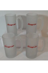 “SNAP ON" Tools /Set Of 4 Collectible Frosted 12 OZ Glass Stein/Mugs / NEW - Picture 1 of 4
