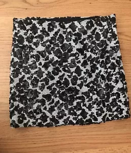 NEW GUESS Dalmatian Print Skirt With Black & White Sequin S - Picture 1 of 7