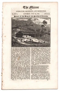 1824 24. Juli The MIRROR Magazine ~ King TAMEHAMEHA Palace Sandwich Islands HAWAII - Bild 1 von 13