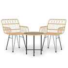 3-piece Outdoor Dining Set Garden Patio Bistro Chairs Table Rattan Furniture