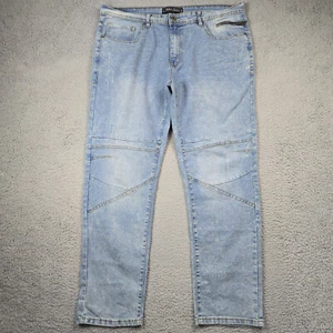 Pantalones de mezclilla Modern Culture para hombre 38x32 azul elástico recto lavado claro cremallera años 90 - Imagen 1 de 17