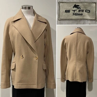 Abrigo Chaqueta ETRO Italia Mezcla Lana Camel Doble Pecho 46IT/14Aust-UK/10US Foto 1 de 4