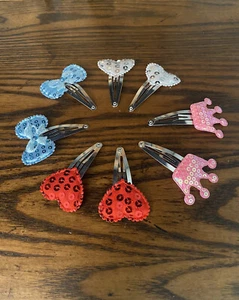 8Pcs Cute Assorted Hair Clips-Beautiful Snap Barrettes For Little Girls-Handmade - Picture 1 of 3