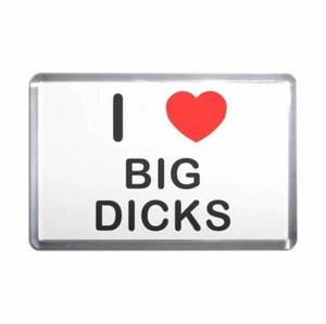 Big Dicks I Love Heart Plastic Fridge Magnet (S, M, L, XL) - Picture 1 of 10