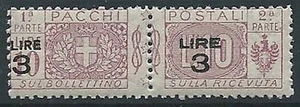 1923-25 REGNO PACCHI POSTALI 3 SU 10 LIRE MNH ** - ED775-6 - Imagen 1 de 1