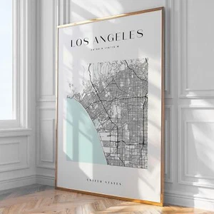 Los Angeles Map Print, Home Decor, Wall Art, Print, Poster, Framed - Picture 1 of 5