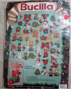 Bucilla Lotsa Christmas Jeweled Felt Appliqué Ornament Kit Makes 50 Ornaments - Picture 1 of 4