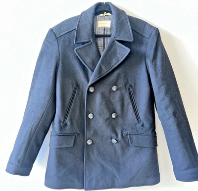 RAG & BONE TAILORED WORKWEAR BLACK WOOL HEAVY DOUBLE BREASTED OUTERCOAT Sz 42 - Image 1 of 4