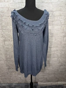 Anthropologie Anderson & Lauth Damen M Metallic Glitzer Pullover türkis Rüschen... - Bild 1 von 11