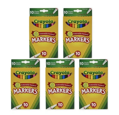 (5) - Crayola Classic Markers 10 Ct Fine Line Long Lasting Brilliant Colors - Image 1 of 2