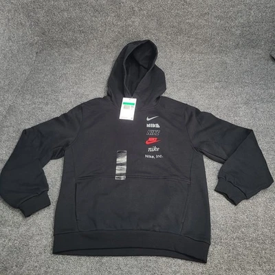 Nike Sweatshirt Kids Extra Large Black Fleece Pullover Hoodie Sweater Boys XL - Image 1 of 4