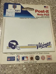 Sealed Vintage 1988 Post-It Note Pad (40ct) Wincraft Minnesota Vikings - Picture 1 of 2