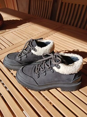 M.GEMI Black Nubuck Leather Lace Up Lug Sole GORPCORE Alpi Boot Sz 39 US 8 Foto 1 de 4