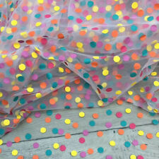 Rainbow Printed Dots Embroidery Tulle Mesh Lace Fabric for DIY Skirt Bridal Veil