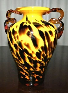 Hand-Blown glass Vase - Vintage - Animal / Leopard Print - Picture 1 of 8