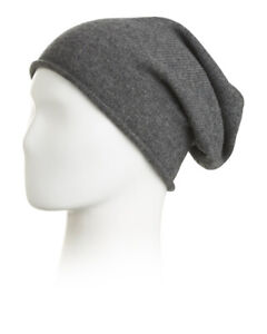 NWT HANNAH ROSE Gray 100% Cashmere Slouch Hat one size