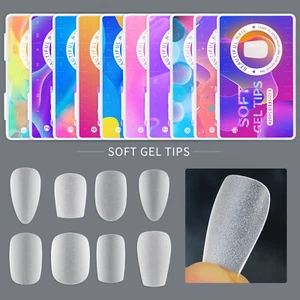 Matte Soft Gel Full Cover Nail Tips 420 Pcs Acrylic Fake Nails Oval Coffin DIY - Picture 1 of 29