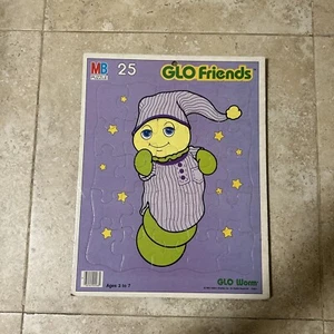 VINTAGE 1985 Bradley Glo Worm Puzzle - Hasbro Glo Friends 4568-1  25 piece - Picture 1 of 5