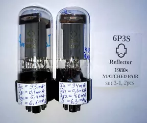 2x 6P3S = 6L6, 6L6GT, 6L6GC, 5881 Tetrode Tube Reflector MATCHED PAIR 1970s NEU - Bild 1 von 12