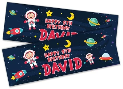 x2 Pancarta de Cumpleaños Personalizada Espacio Niños Niños Fiesta Decoración 42 Foto 1 de 4