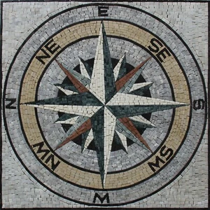 Mosaic Marble Compass GEOMETRICAL Design Tile 27x27 Inches - Picture 1 of 1