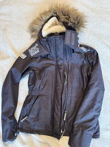 Superdry Women's Coat S Grey Polyester with Acrylic Parka Perfect condition - Picture 1 of 5