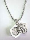 Silver St Michael Rose Locket Medal Pendant Stainless steel Chain Necklace +card