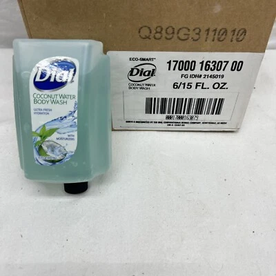 Dial Soap Dispenser Refill Hair & Body Wash Coconut Water 15 Oz Lot 6 Units