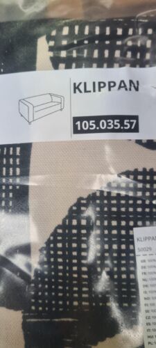 �️ IKEA Klippan Cover for 2 Sofa Large Bowl Black/Beige 105.035.57 NEW Husse