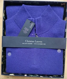 NWT & Gift Box CHRISTIAN LACROIX 1/4 zip 100% Cashmere 2-PY Sweater M - Picture 1 of 2