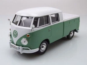 VW T1 Bus DoKa Pritsche Verde Blanco Modelo De Coche 1:24 MotorMax - Imagen 1 de 8