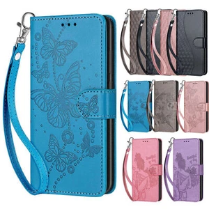 Embossed Leather Girl Butterfly Wallet Phone Case For iPhone 15 14 13 12 11 XR 8 - Picture 1 of 37