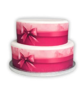 A4 Edible Decor Icing Sheet Pink Heart Bow Ribbon Border Edging - Valentines - Picture 1 of 3