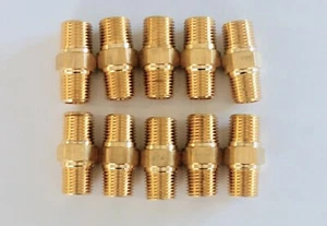 10 pack 1/8" Brass Hex Pipe Nipple NPT - Picture 1 of 1