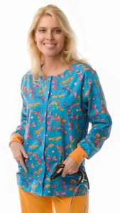 Women's Dragonfly Snap Button Medical Scrubs - Picture 1 of 2