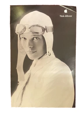 Apple Think Different Poster 1997 Amelia Earhart Black White Rare Vintage 11x17 - Image 1 of 2